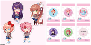 DOKI DOKI KEYCHAIN + BUTTON SET